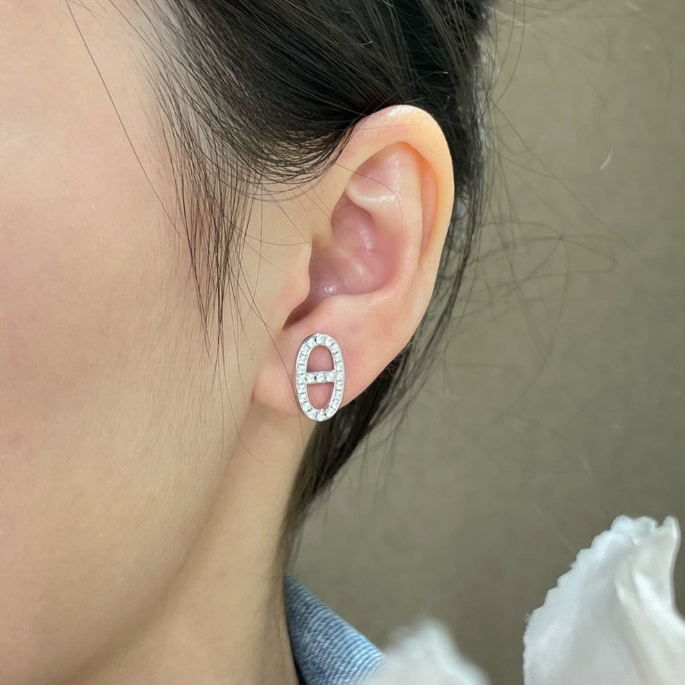 ¡®Star¡¯HM FULL DIAMOND PIG NOSE STUD EARRINGS