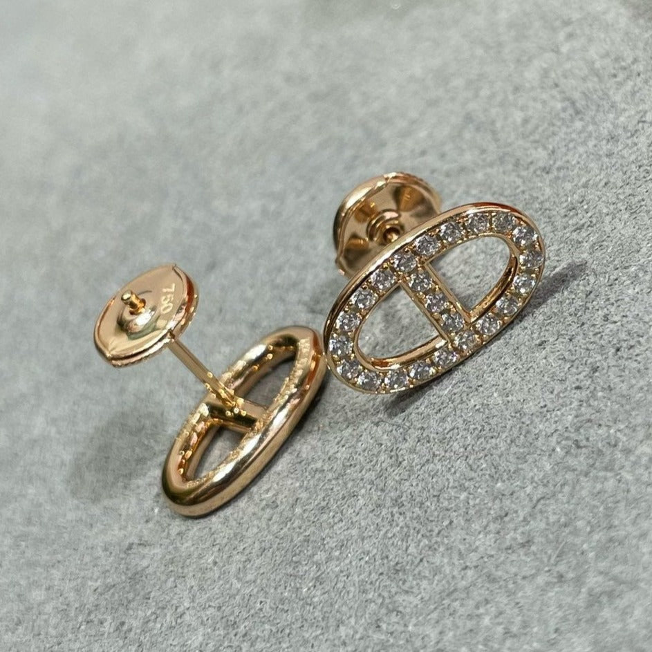 ¡®Star¡¯HM FULL DIAMOND PIG NOSE STUD EARRINGS
