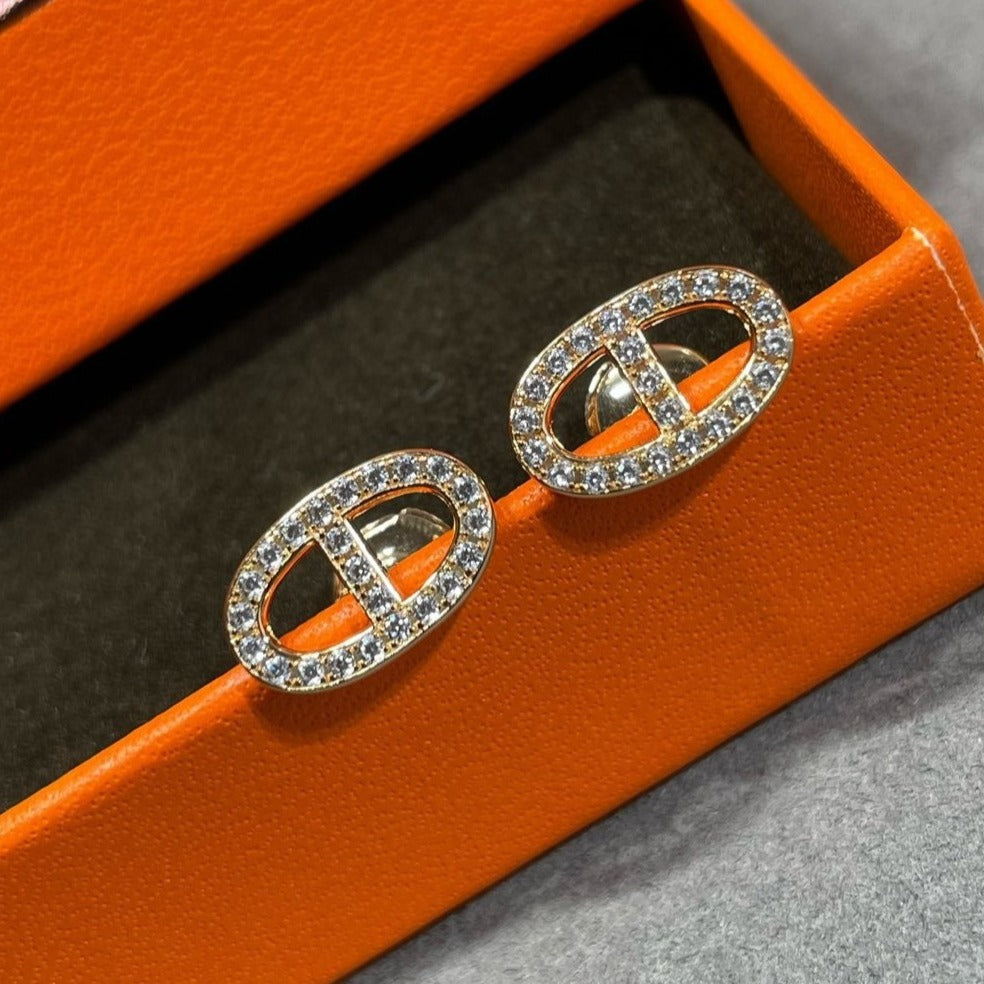 ¡®Star¡¯HM FULL DIAMOND PIG NOSE STUD EARRINGS