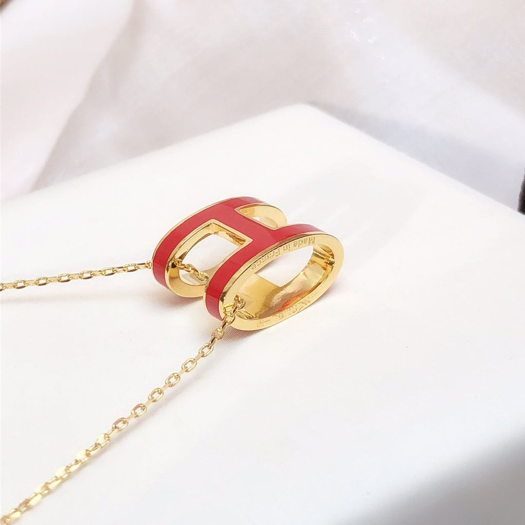 ¡®Star¡¯HM CLIC RED ENAMEL GOLD NECKLACE