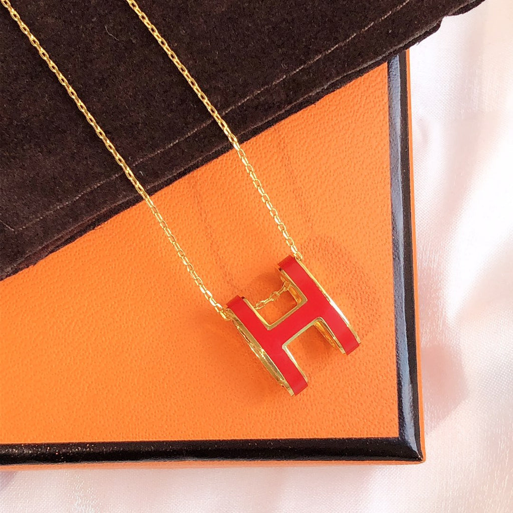 ¡®Star¡¯HM CLIC RED ENAMEL GOLD NECKLACE