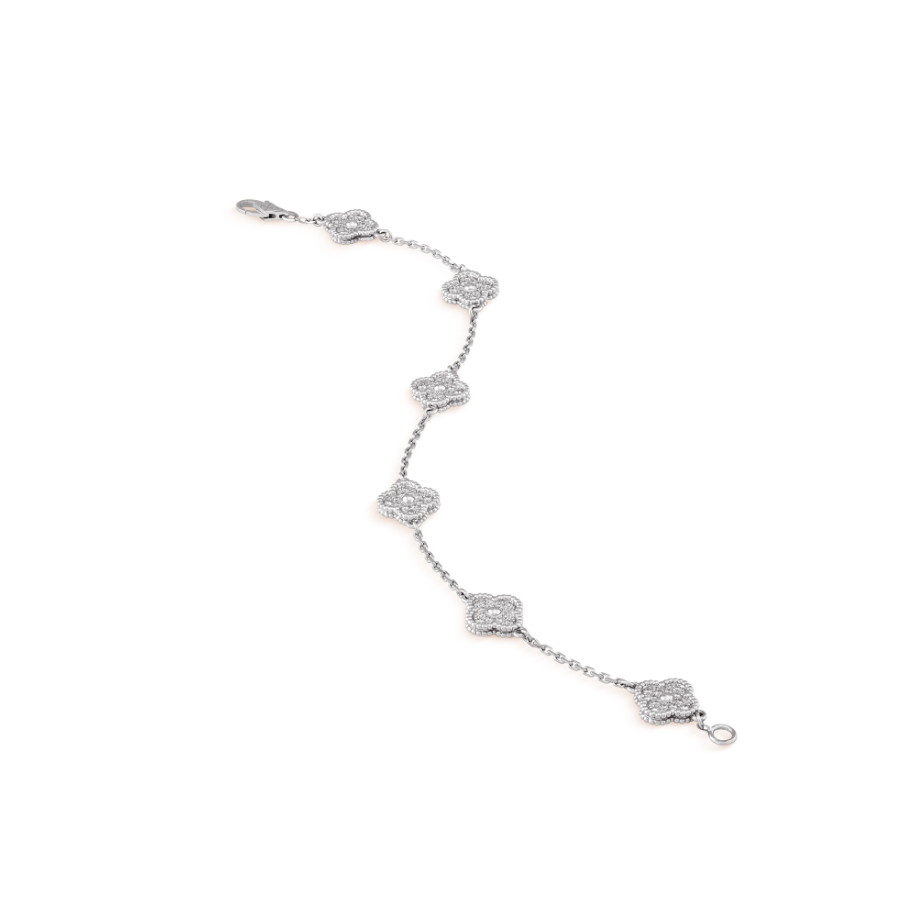 ¡®Star¡¯CLOVER 6 MOTIF SILVER DIAMOND BRACELET