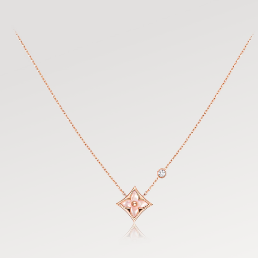 ¡®Moco¡¯STAR PINK MOP 1 DIAMOND PINK GOLD NECKLACE