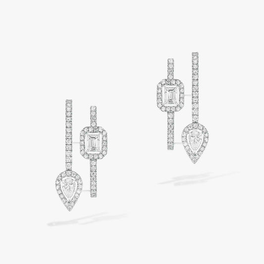 [moco jewelrys ]CREOLES MY TWIN 2 RANGS SILVER DIAMOND EARRINGS