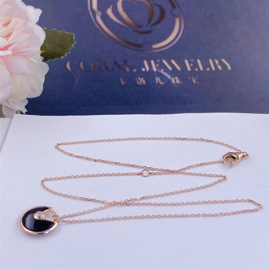 ¡®Star¡¯AMULETTE ROSE GOLD ONYX NECKLACE