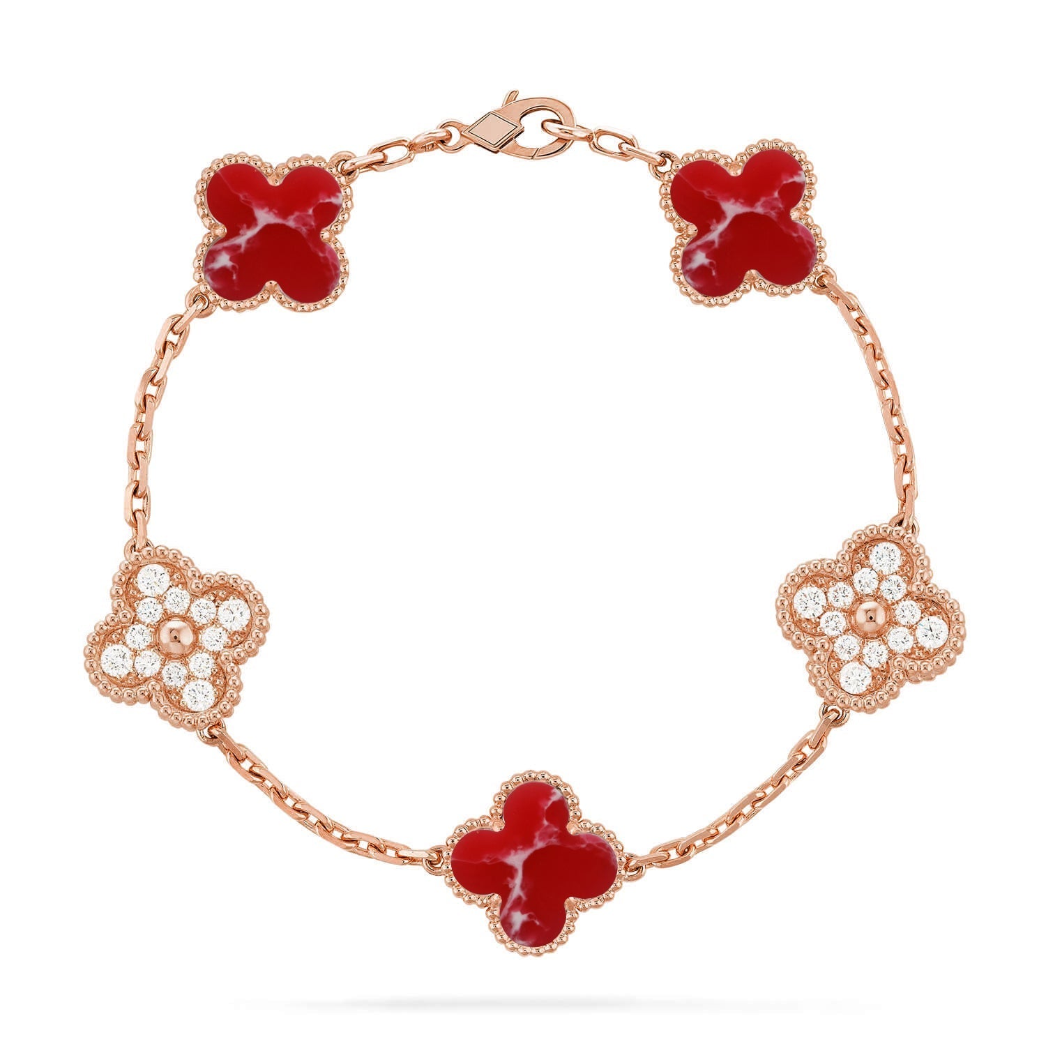 [Star]New CLOVER 5 MOTIF RED PATTERN BRACELET COLLECTION