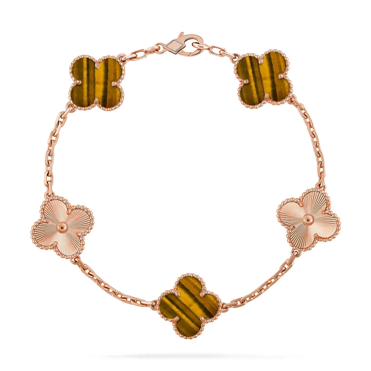 [Star]New  CLOVER 5 MOTIFS TIGER EYE BRACELET COLLECTION