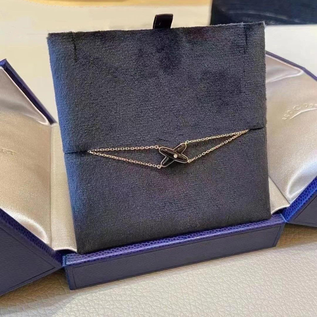 ¡®Star¡¯JEUX BRACELET ONYX PINK GOLD 1 DIAMOND