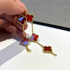[Star]New  CLOVER 5 MOTIF RED CORNELIAN BRACELET COLLECTION