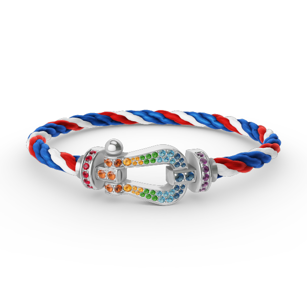 ¡®Star¡¯FORC LARGE HORSESHOE  COLORED DIAMOND BRACELET SILVER