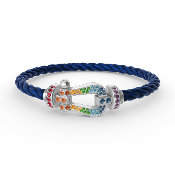 ¡®Star¡¯FORC LARGE HORSESHOE  COLORED DIAMOND BRACELET SILVER