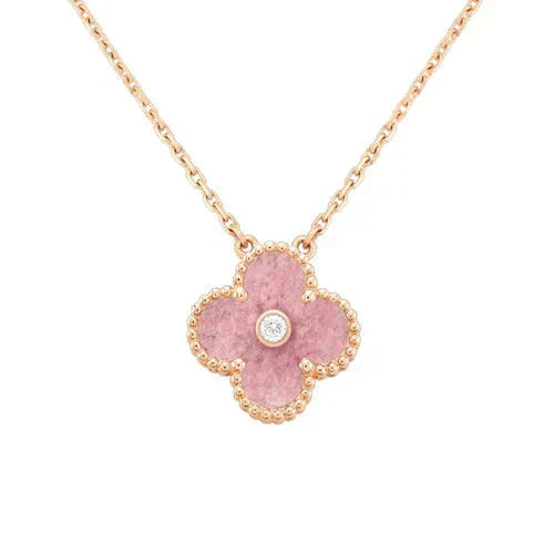 ¡®Star¡¯CLOVER 15MM DIAMOND RHODONITE NECKLACE