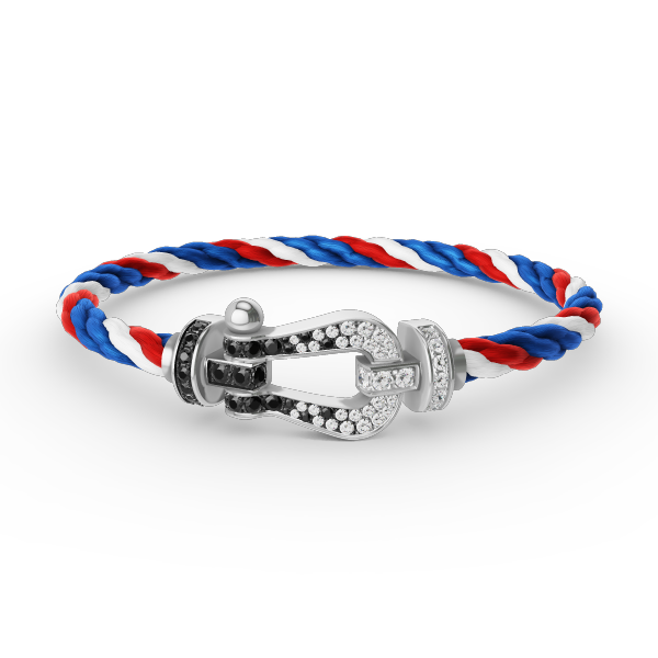 ¡®Star¡¯FORCE LARGE HORSESHOE BLACK WHITE DIAMOND BRACELET SILVER