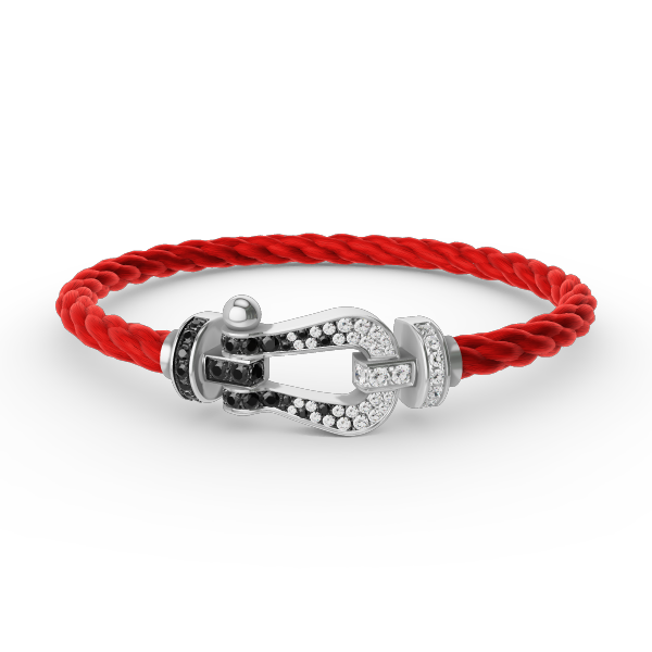 ¡®Star¡¯FORCE LARGE HORSESHOE BLACK WHITE DIAMOND BRACELET SILVER