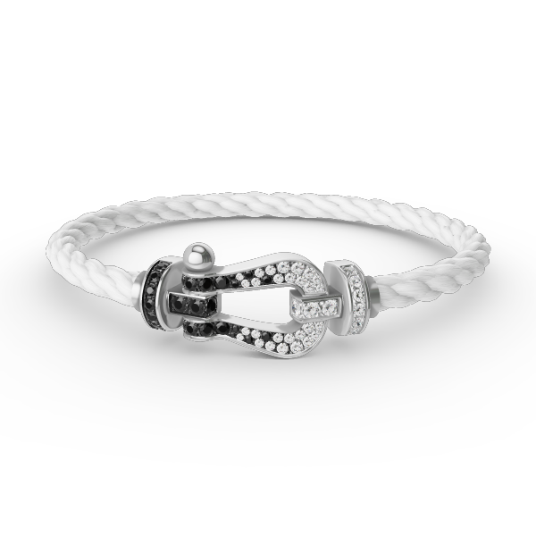 ¡®Star¡¯FORCE LARGE HORSESHOE BLACK WHITE DIAMOND BRACELET SILVER