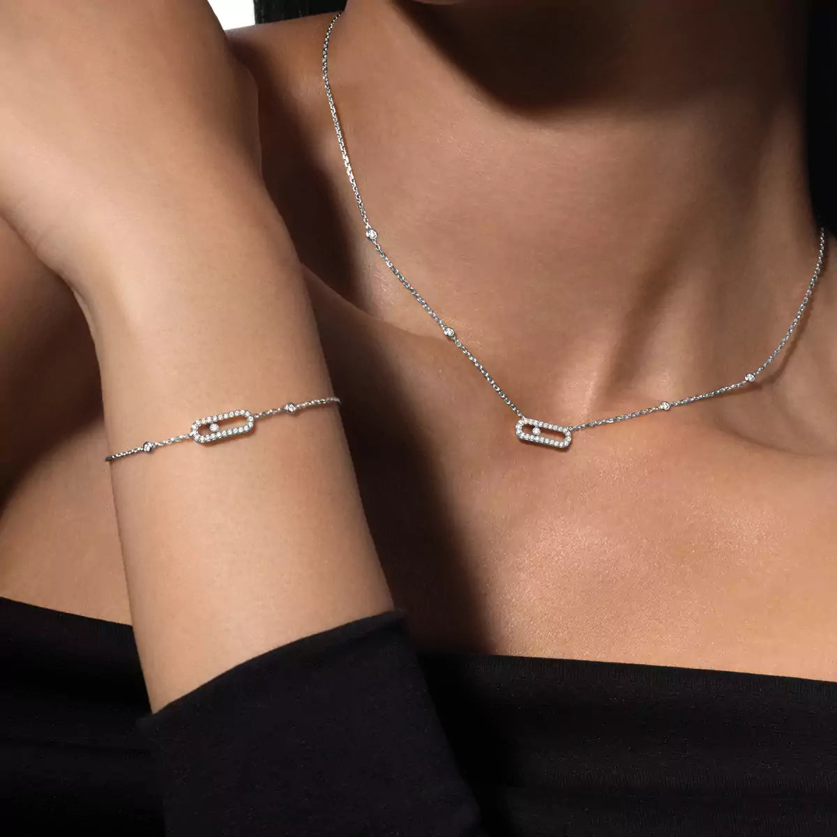[moco jewelrys ]Diamond Necklace Move Uno