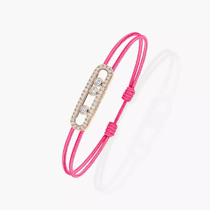 [moco jewelrys ]Messika Care(s) pink cord pavé bracelet
