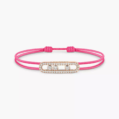 [moco jewelrys ]Messika Care(s) pink cord pavé bracelet