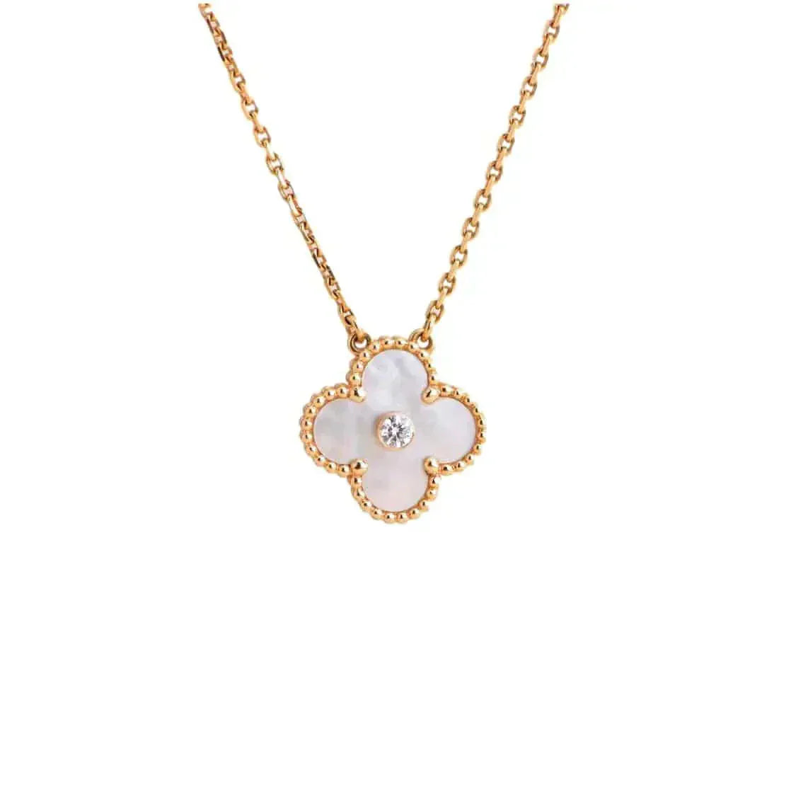 ¡®Star¡¯CLOVER 15MM DIAMOND WHITE FRITILLARIA NECKLACE