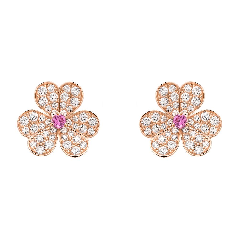 ¡®Star¡¯FRIVOLE PINK GOLD FLOWER DIAMOND EARRINGS
