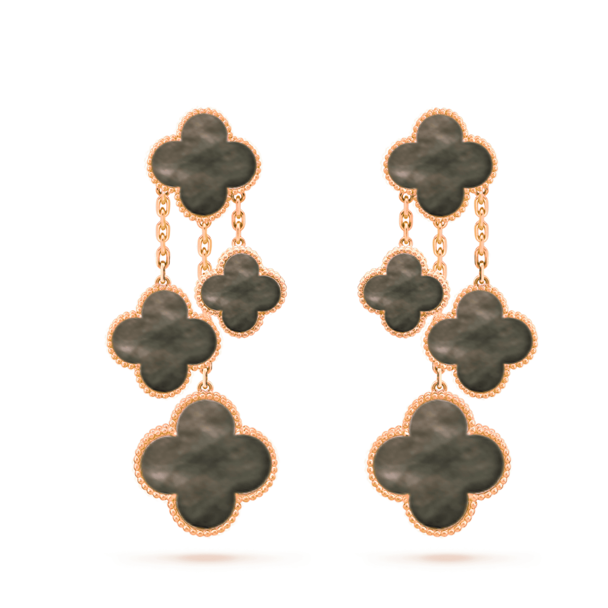 ¡®Star¡¯CLOVER EARRINGS DARK MOP 4 MOTIFS ROSE GOLD