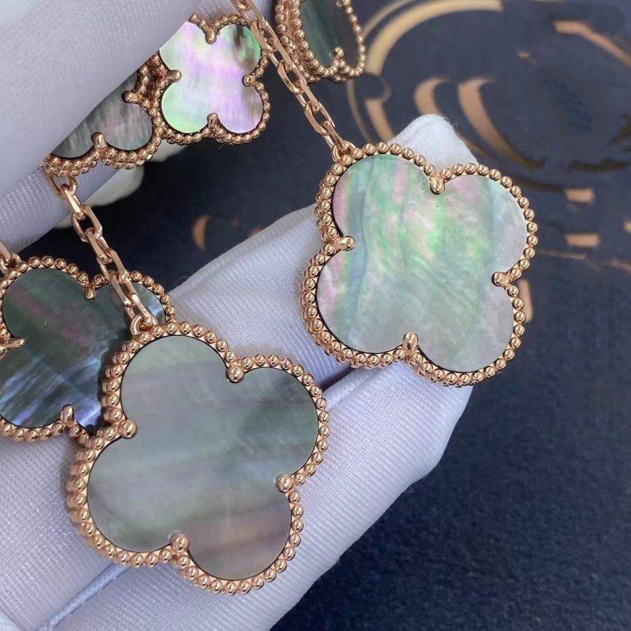 ¡®Star¡¯CLOVER EARRINGS DARK MOP 4 MOTIFS ROSE GOLD