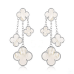 ¡®Star¡¯CLOVER EARRINGS WHITE MOP 4 MOTIFS SILVER