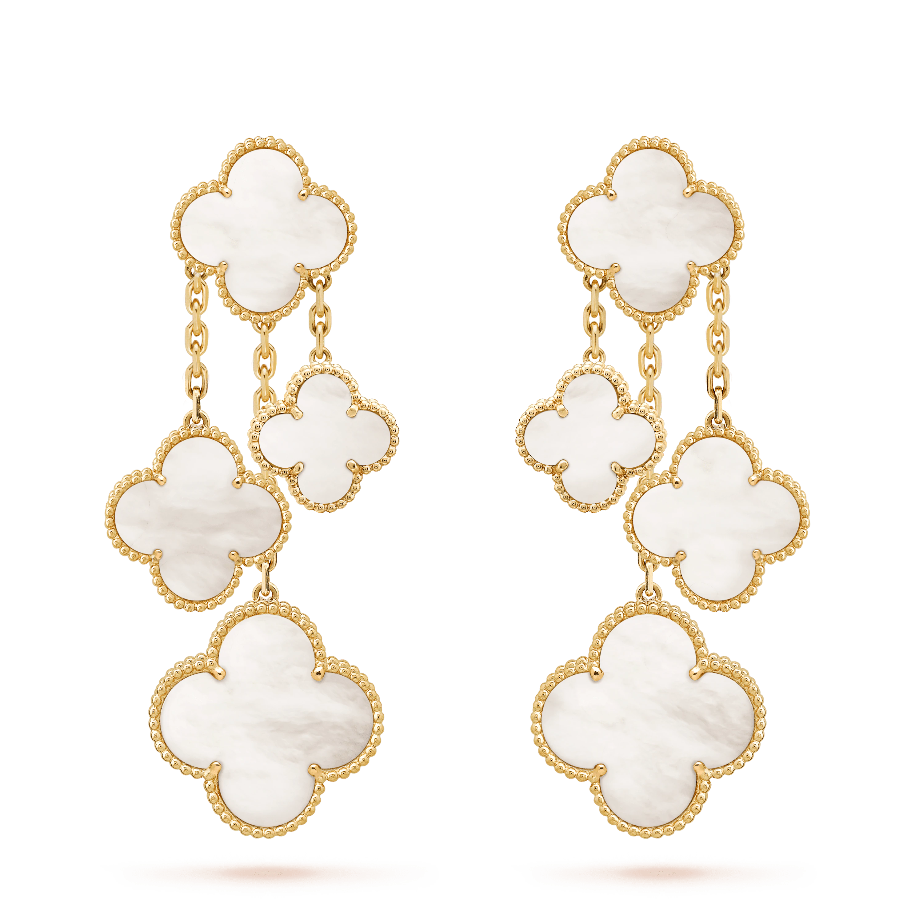 ¡®Star¡¯CLOVER EARRINGS WHITE MOP 4 MOTIFS GOLD