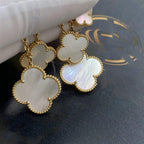 ¡®Star¡¯CLOVER EARRINGS WHITE MOP 4 MOTIFS GOLD