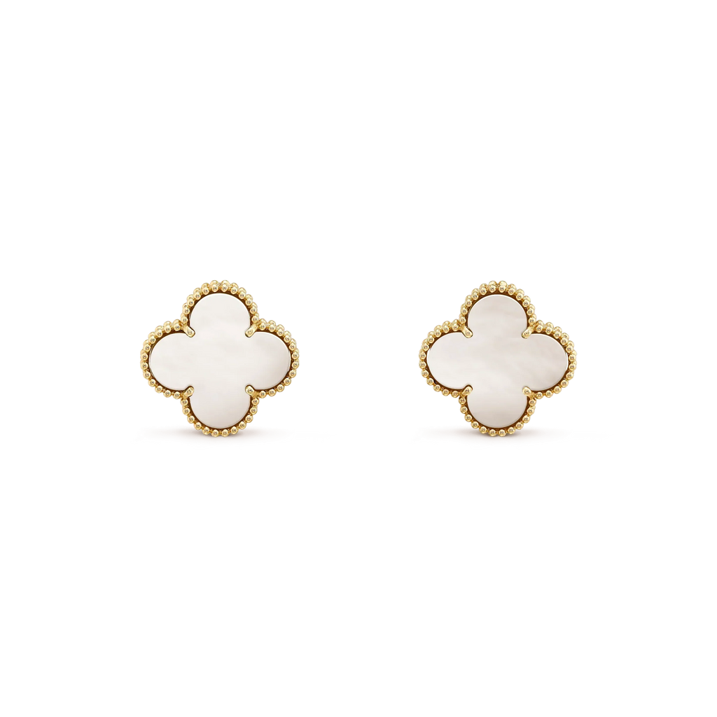 ¡®Star¡¯CLOVER MEDIUM 1 MOTIFS  WHITE MOP STUD EARRINGS