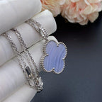 ¡®Star¡¯CLOVER SILVER CHALCEDONY BIG CLOVER NECKLACE