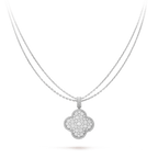 ¡®Star¡¯CLOVER 25MM SILVER FULL DIAMOND BIG CLOVER NECKLACE