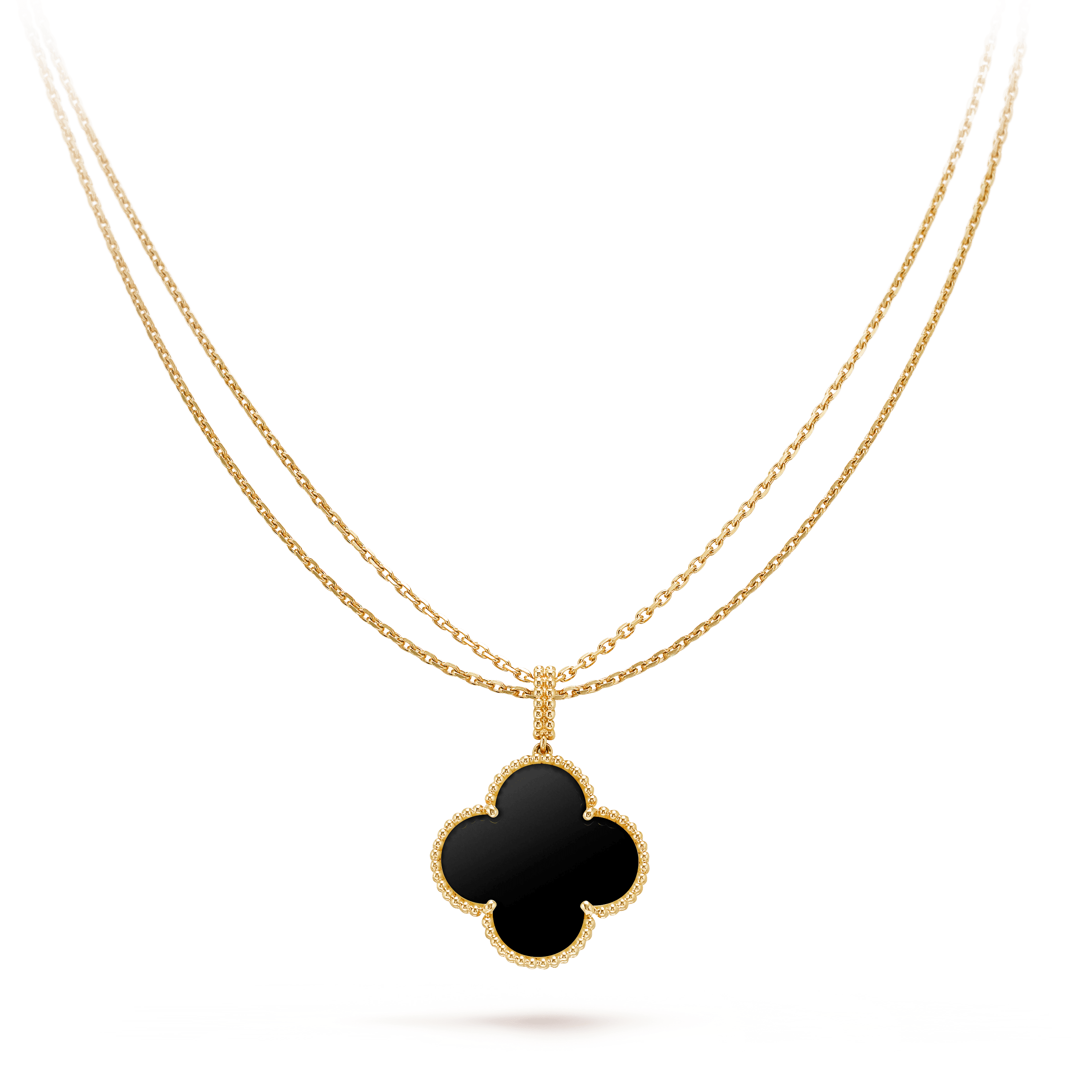 ¡®Star¡¯CLOVER 25MM GOLD ONYX BIG CLOVER NECKLACE