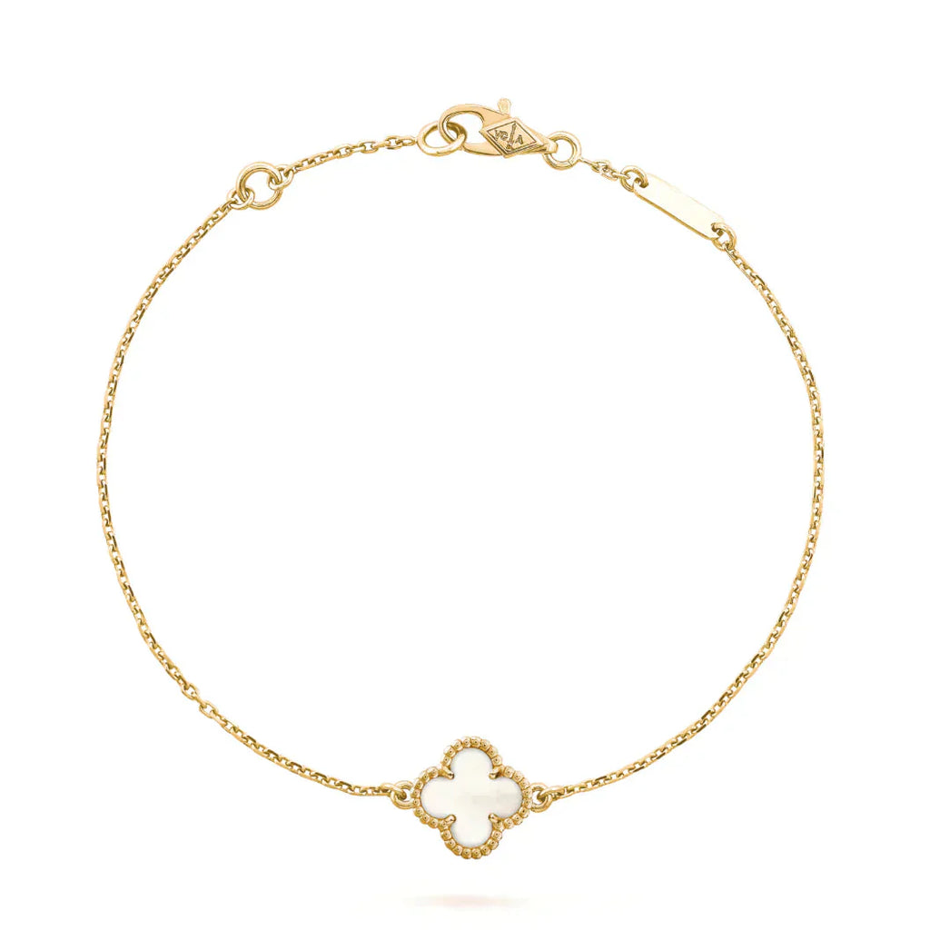 ¡®Star¡¯CLOVER WHITE MOP SINGLE FLOWER BRACELET