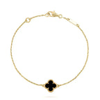 ¡®Star¡¯CLOVER ONYX SINGLE FLOWER BRACELET