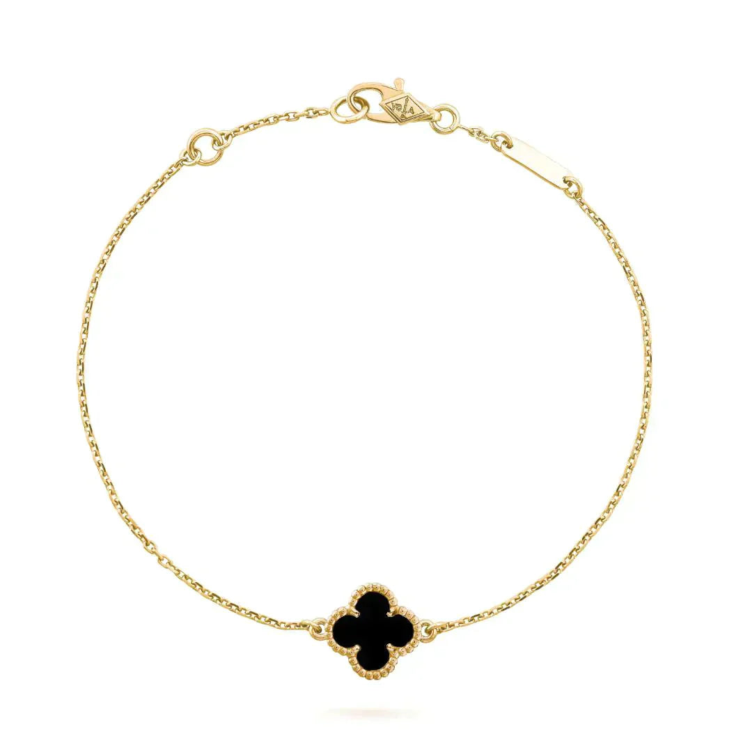 ¡®Star¡¯CLOVER ONYX SINGLE FLOWER BRACELET