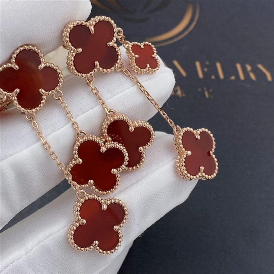 ¡®Star¡¯CLOVER EARRINGS CARNELIAN 4 MOTIFS PINK GOLD
