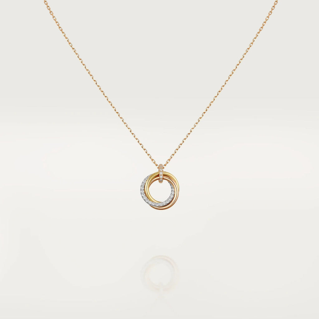 ¡®Star¡¯TRINITY NECKLACE SILVER GOLD PINK GOLD DIAMONDS