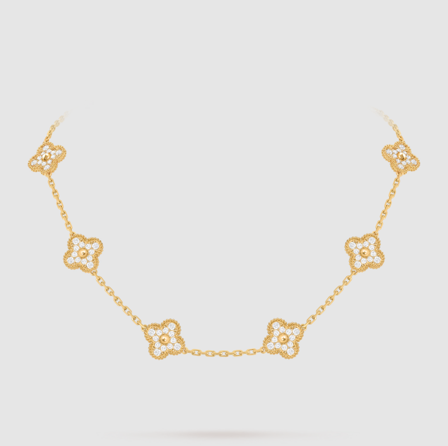 [¡®Star¡¯]CLOVER 10 MOTIFS FULL DIAMOND NECKLACE
