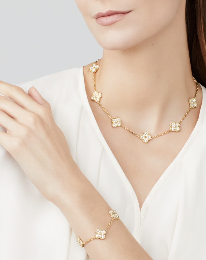 [¡®Star¡¯]CLOVER 10 MOTIFS FULL DIAMOND NECKLACE