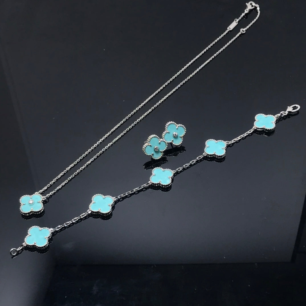 ¡®Star¡¯CLOVER 1 DIAMOND BLUE SKY SILVER EARRINGS