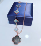 ¡®Star¡¯COMBINED BRACELET 5 MOTIFS AND NECKLACE DARK MOP ROSE GOLD