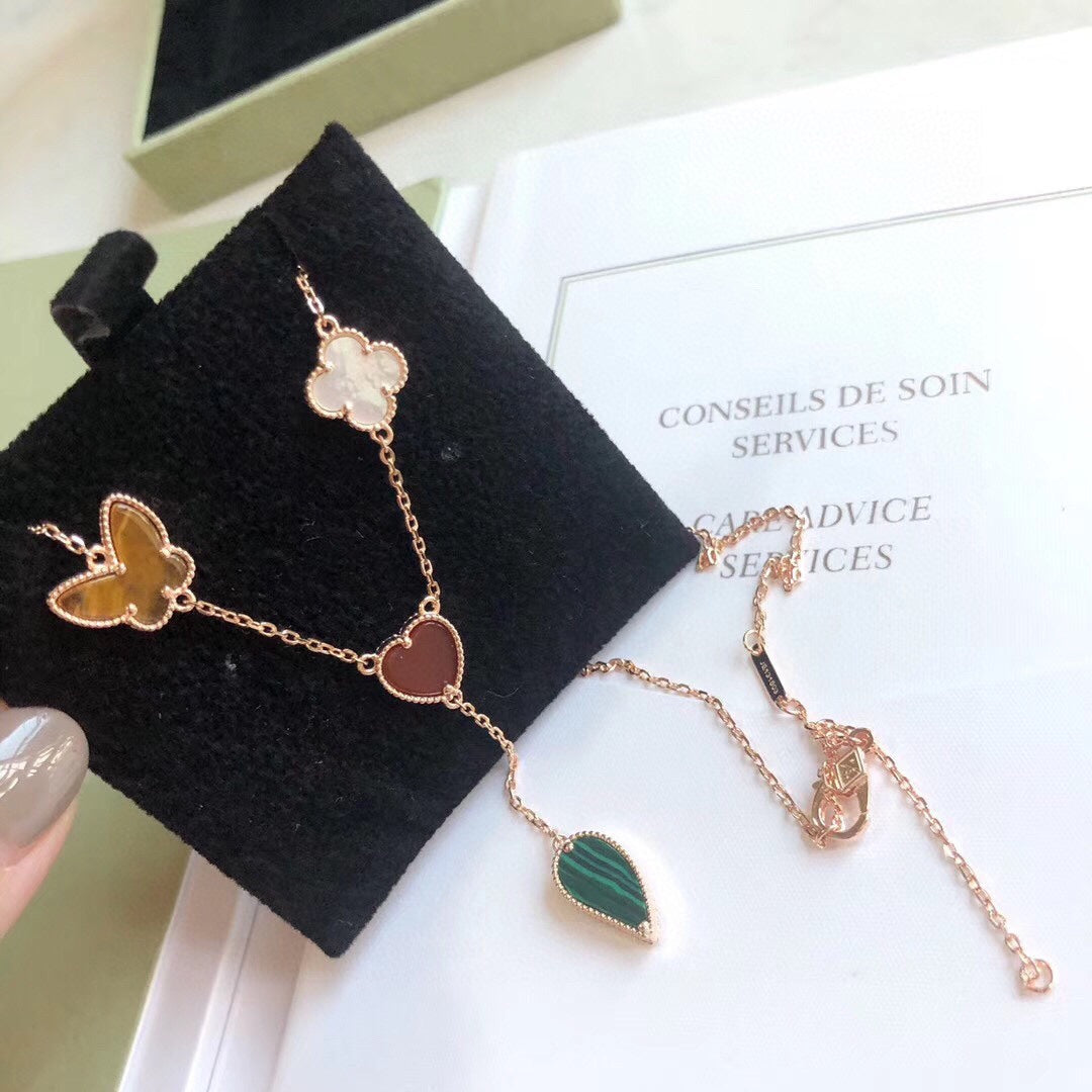 ¡®Star¡¯LUCKY SPRING 4 MOTIFS ROSE GOLD NECKLACE