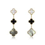 ¡®Star¡¯CLOVER EARRINGS GOLD ONYX MOP 3 MOTIF