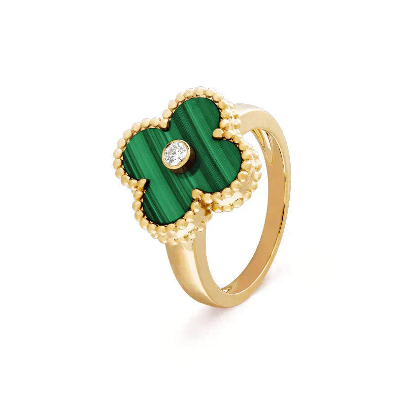 ¡®Star¡¯CLOVER MALACHITE RING GOLD DIAMOND
