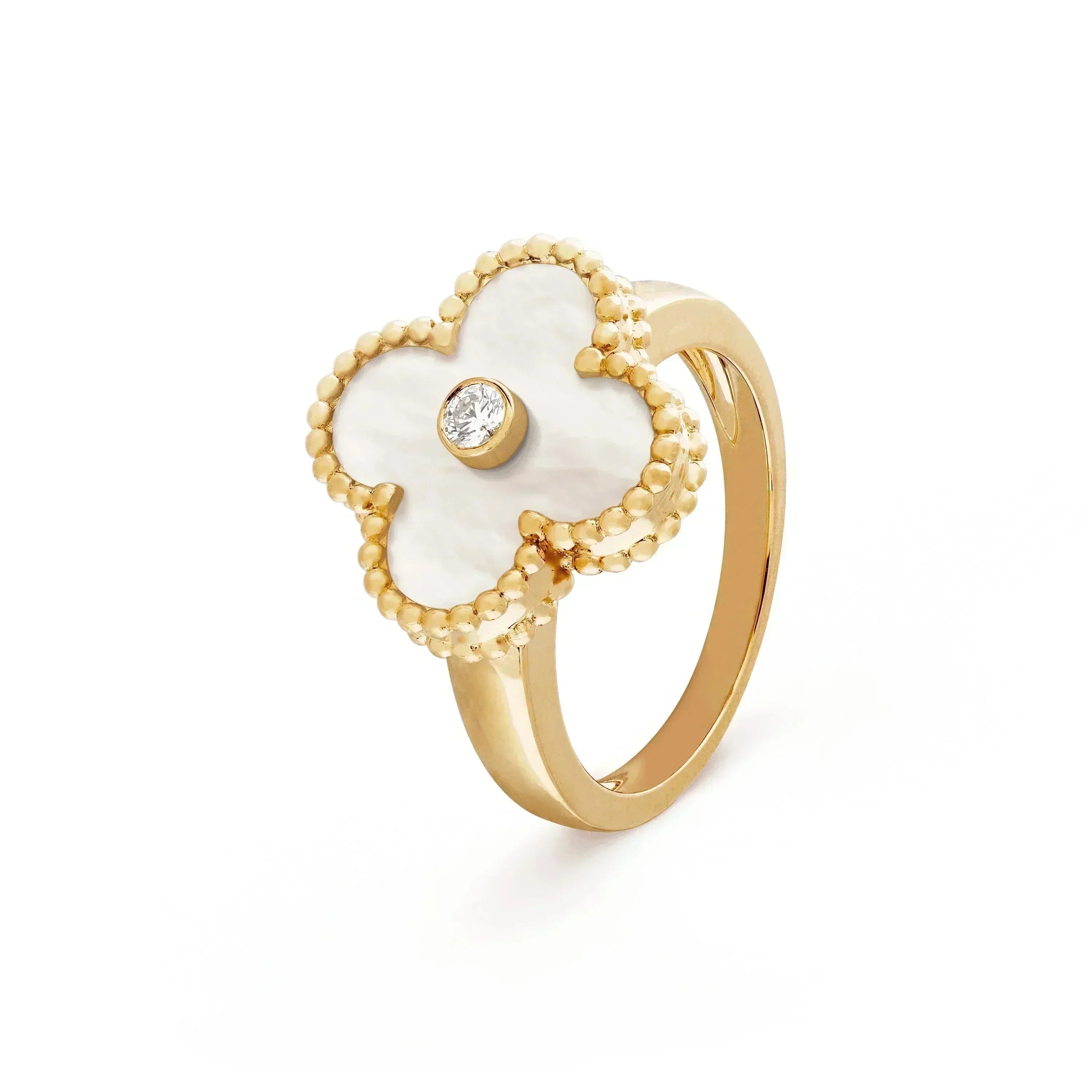 ¡®Star¡¯CLOVER PINK MOP RING GOLD DIAMOND